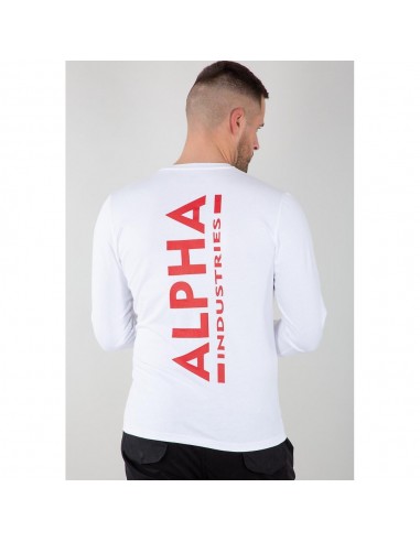 Alpha Industries Pánske Tričko s dlhým rukávom Back Print Heavy LS -Biela