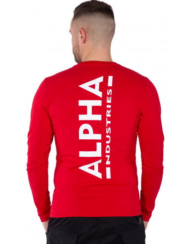 Alpha Industries Pánske Tričko s dlhým rukávom Back Print Heavy LS -červená