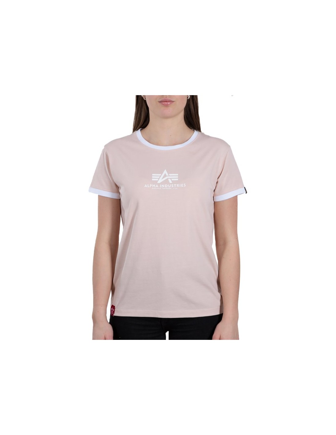 Alpha Industries Dámske Tričko Basic T-Shirt Contrast ML - svetlo  broskyňová Veľkosť M
