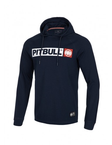 Pitbull West Coast Pánske Tričko s dlhým rukávom s kapucňou Spande Hilltop - Modrá-námornicka